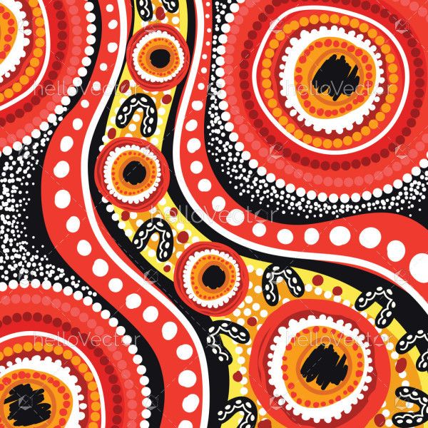 Artistic illustration with dot art motifs from aboriginal culture