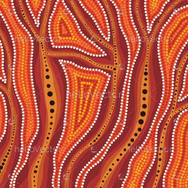 Beautiful dot painting illustration in aboriginal style