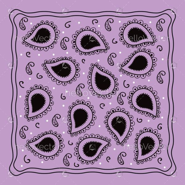 Handkerchief illustration with bandana paisley design