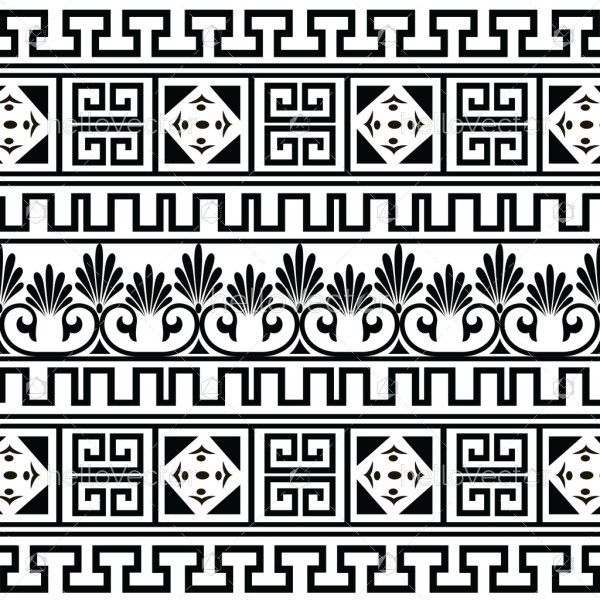Greek vector pattern in black and white