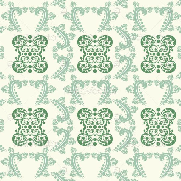 Green damask pattern vector design for background