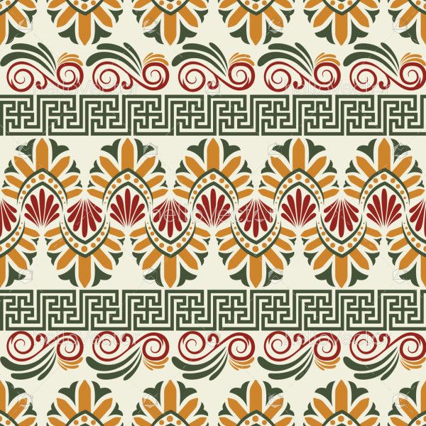 Colorful Greek Floral Pattern Vector Design