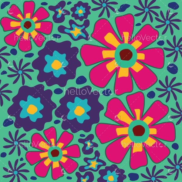 Colorful Groovy Floral Pattern Vector Design