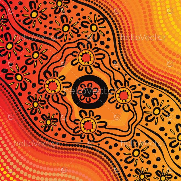Artwork with dot art motifs in Aboriginal style illustration