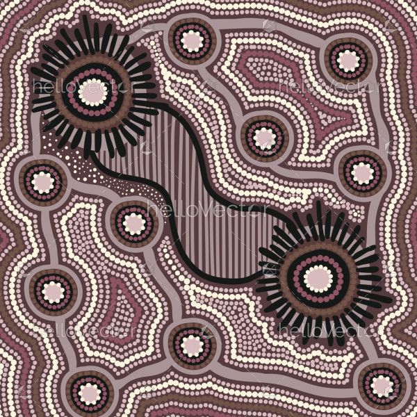 Background design illustration with Aboriginal dot art