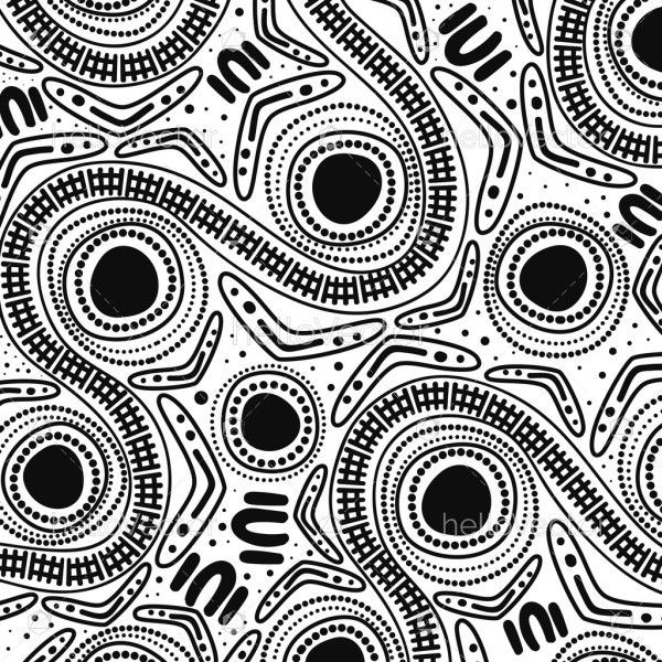 Illustration of Aboriginal style black and white dot art