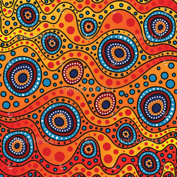 Illustration of dot art inspired artwork in Aboriginal style