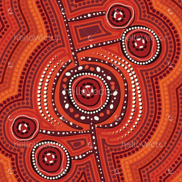 Aboriginal style artwork illustration with dot art influence
