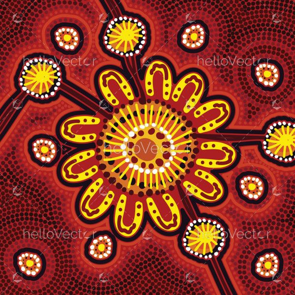 A lovely art illustration with dot designs from aboriginal culture