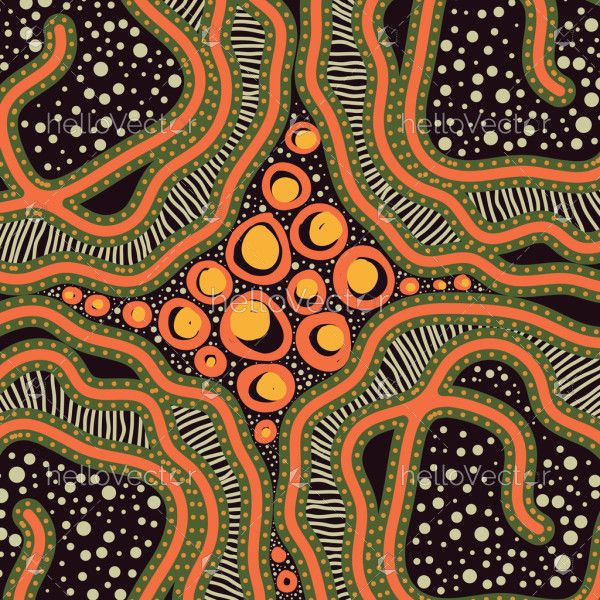 A stunning art illustration with dot designs from aboriginal culture