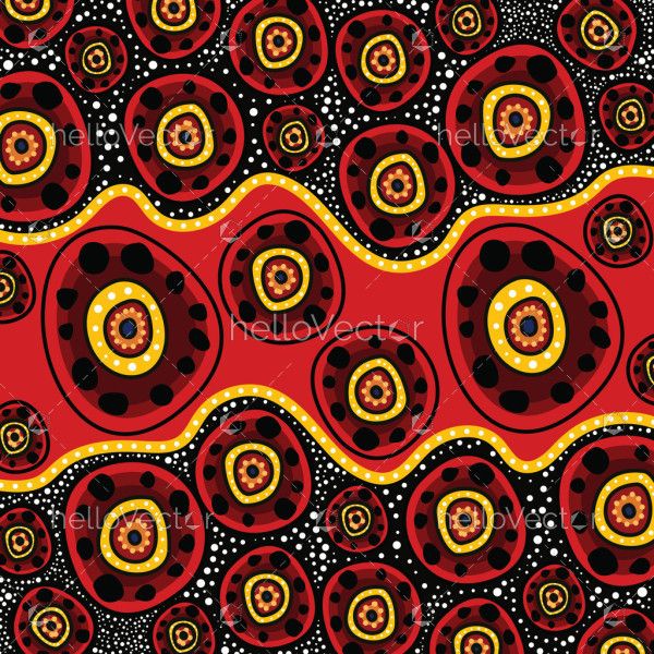 An artistic illustration showcasing splendid dot circle designs of aboriginal heritage