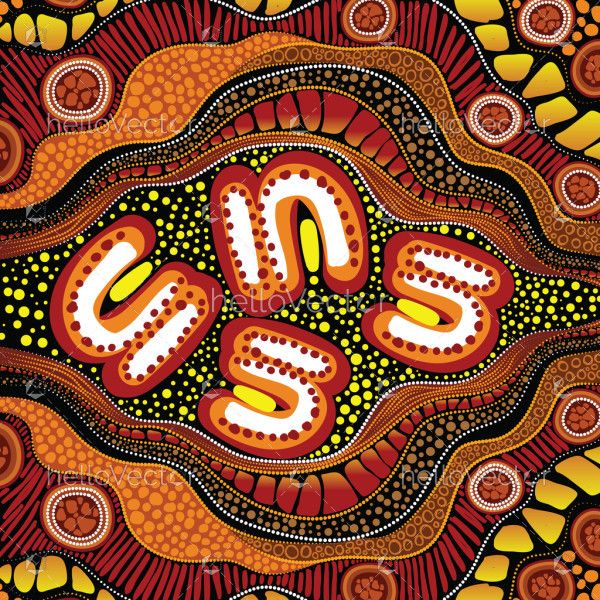 Aboriginal artwork illustration with dot art motifs