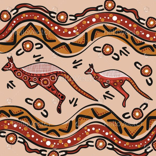 Illustration of kangaroo painting from aboriginal culture