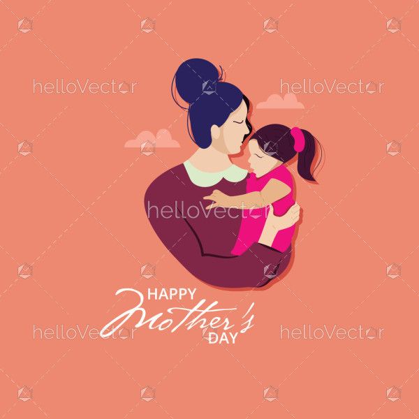 Mother with her daughter illustration for mothers day