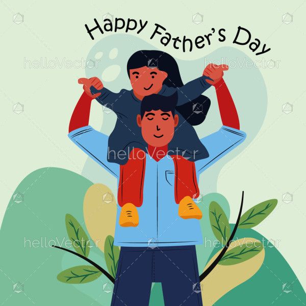 Father and daughter love graphic illustration
