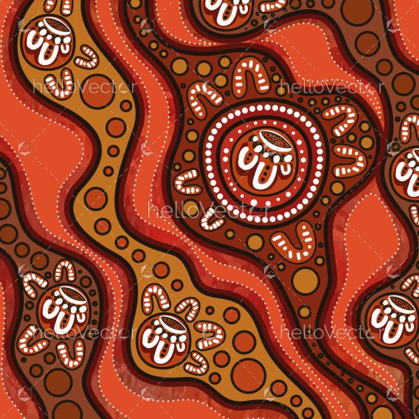 An Aboriginal dot motif embellishing a vector backdrop.
