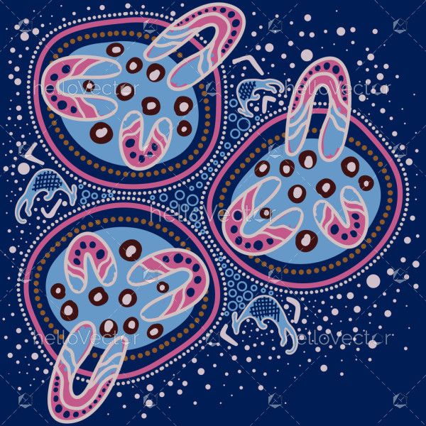 Vector artwork featuring traditional Aboriginal dot painting