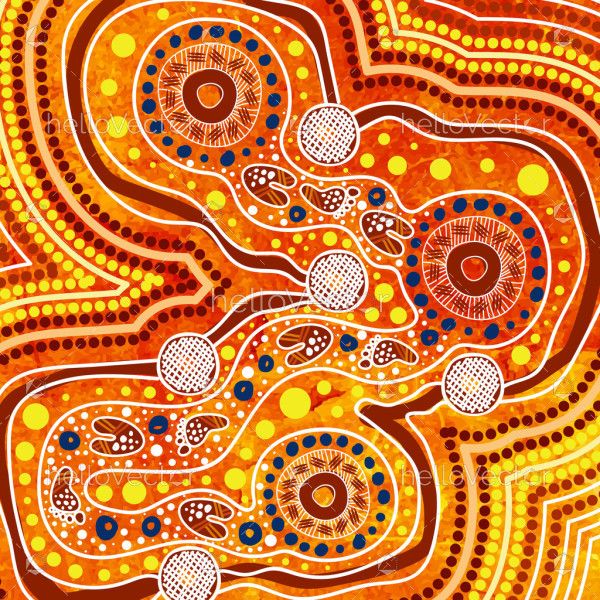 A digital painting created with Aboriginal dot art techniques in vector format.