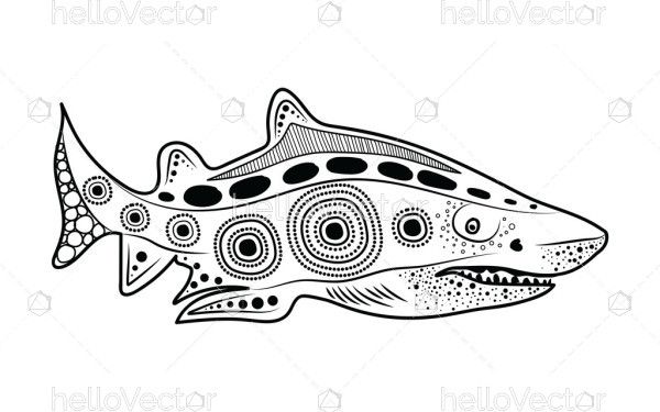 Shark sketch, adorned with aboriginal dot design