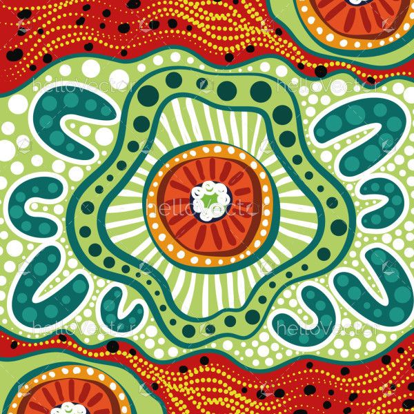 Vector-based painting influenced by the dot art of Aboriginal culture