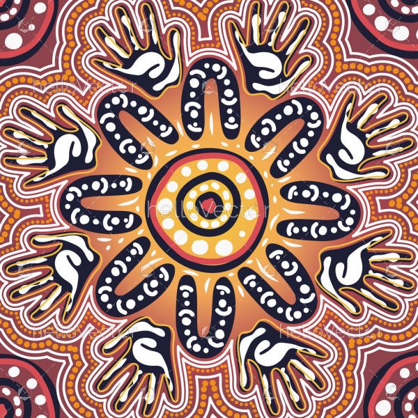 An artistic creation in vector form, inspired by Aboriginal dot art