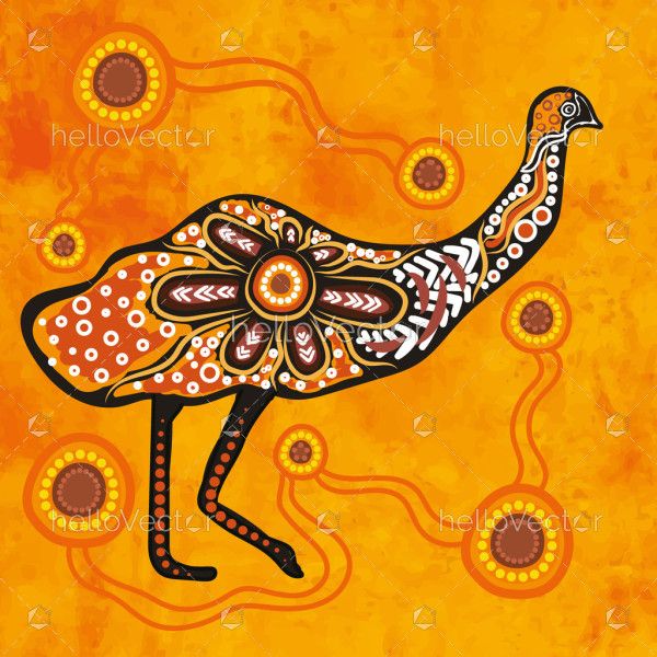 Emu painting, adorned with aboriginal dot design