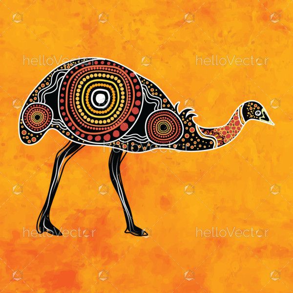 Emu aboriginal dot artwork illustration