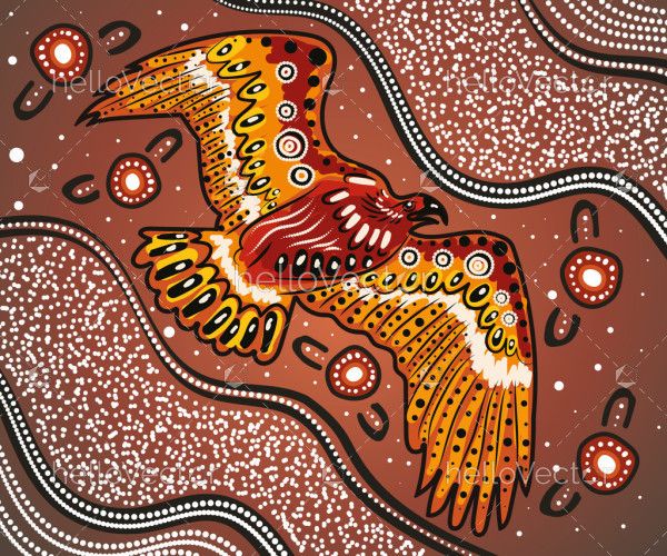 Flying eagle aboriginal dot artwork illustration