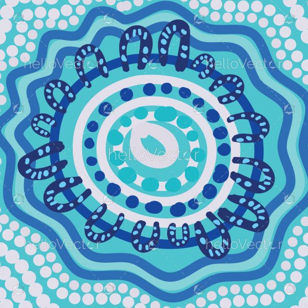 Vector blue artwork inspired by the dots found in Aboriginal tradition.