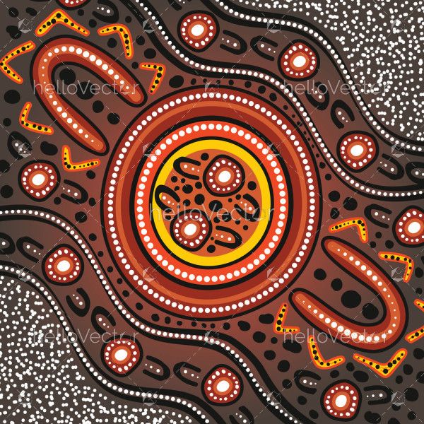 Background featuring Aboriginal-inspired artwork