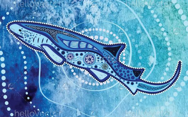 A digital artwork of Shark Aboriginal dot art rendered in vector format