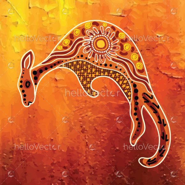 Illustrative kangaroo design incorporating aboriginal dot styling