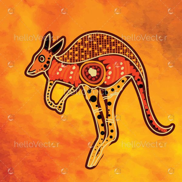 Kangaroo art enriched by aboriginal-inspired dot patterns