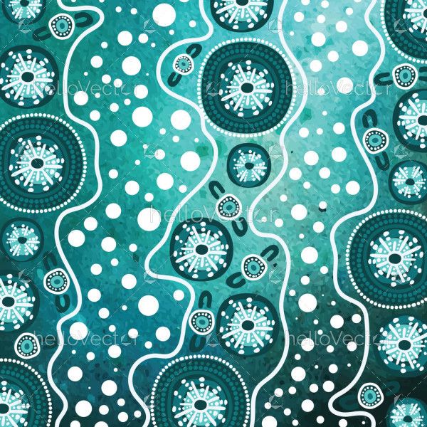 Green background design enhanced by aboriginal dot art