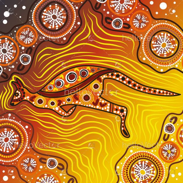 A vectorized interpretation of Aboriginal kangaroo dot artwork