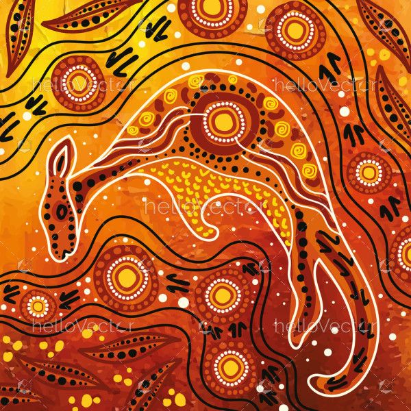 Vector format depiction of Aboriginal kangaroo dot art