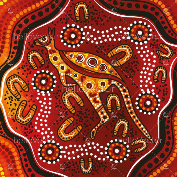 Digital vector art showcasing Aboriginal kangaroo dot painting