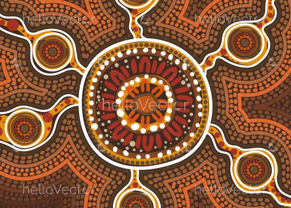 Vectorized artwork inspired by Aboriginal dot painting traditions