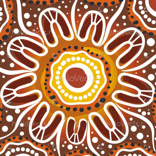 Background adorned with motifs from Aboriginal art