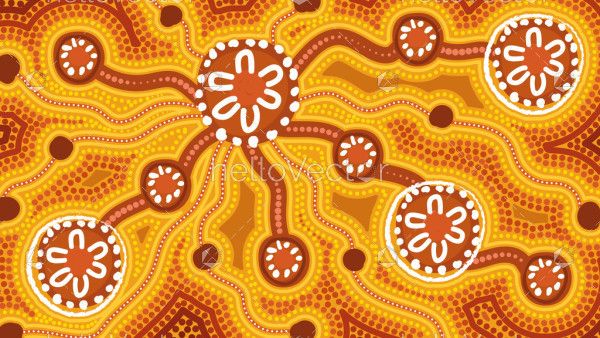 Vector art inspired by the dot art techniques of Aboriginal culture