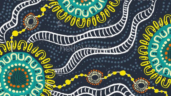 Vector-based artwork influenced by Aboriginal dot art traditions