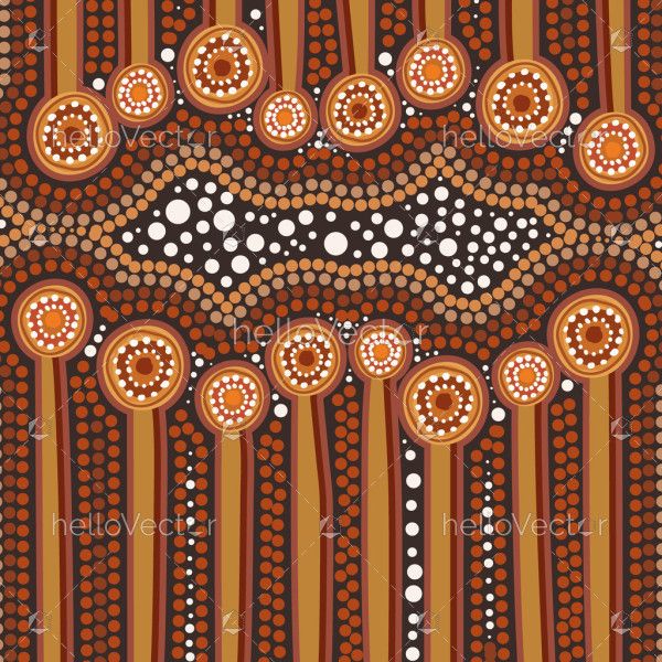 Vector illustrations with a focus on Aboriginal dot painting techniques