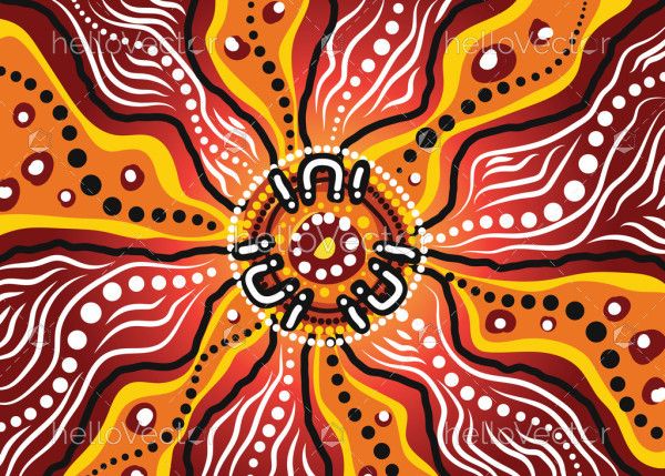 Artwork in vector format inspired by the charm of Aboriginal dot painting.