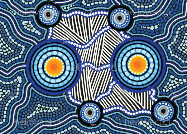 A visually striking artwork with elegant dot designs influenced by Aboriginal traditions