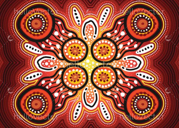 Bright artwork in vector format inspired by traditional Aboriginal dot motifs