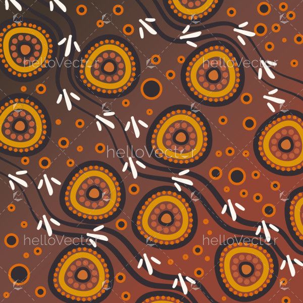 A beautiful artistic illustration featuring dot motifs inspired by Aboriginal art.