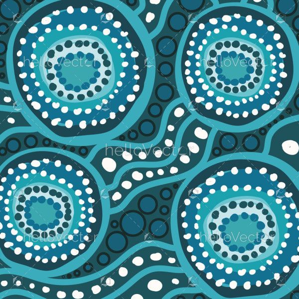 A visually striking illustration highlighted by Aboriginal-inspired dot artwork