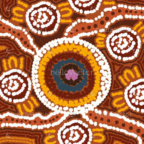 Vector artwork inspired by traditional Aboriginal dot art