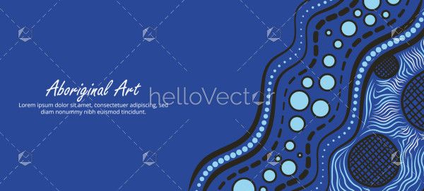 A banner with vector graphics featuring Aboriginal designs.