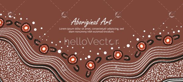 Brown vector banner showcasing Aboriginal design